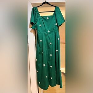 Crown & Ivy Emerald Dress with Pearl Detail
